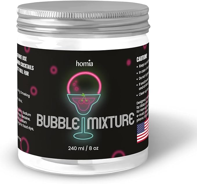 Cocktail Smoker Bubble Mixture for Smoke Infuser - 8oz, Smoker Machine and Wood Smoke Infuser Accessory - Cold Smoke for Drinks - made in USA