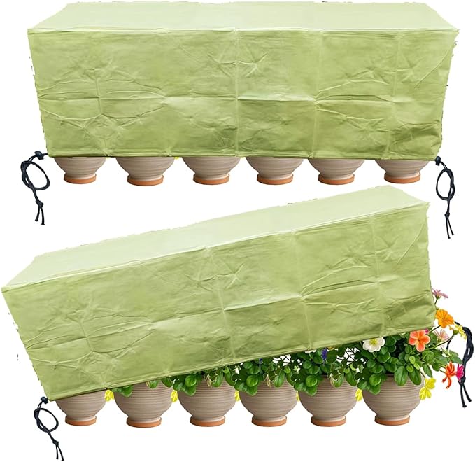 EJW Planter Cover,Frost Cloth,Plant Covers Freeze Protection,59'' x 17.7'' x 15.7'', Frost Cloths for Outdoor Plants, Planter Covers for Winter, Garden Covers for Winter 2PACK