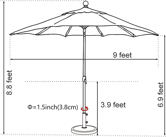 EliteShade USA 10-Year-Non-Fading 9Ft Market Umbrella Patio Umbrella Outdoor Table Umbrella with Ventilation, Sunflower Yellow