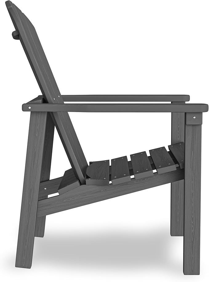 nevilywood Compact Stackable Adirondack Chairs Set of 4, 26.3" Wide HDPE Outdoor Patio Chairs - Durable, Space-Saving Design for Porch, Lawn or Garden, Grey