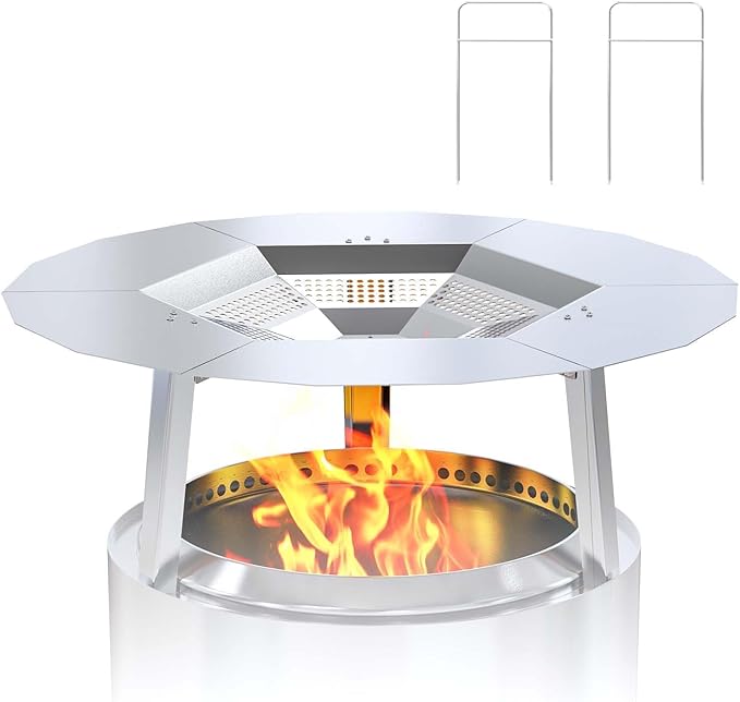 LS'BABQ One-Piece Heat Deflector for Solo Stove Yukon 27", Stainless Steel Heat Diffuser Accessories for Yukon Fire Pit with 3 Leg, for Most 27 inches Outdoor/Indoor Backyard Camping Fire Pit Stove