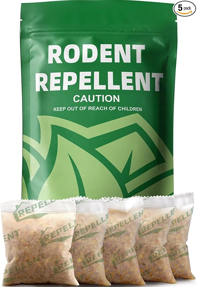 Rodent Repellent, Mouse Repellent Pouches, Mice Repellent Indoor, Rat Repellant for House, Extra-Strength Peppermint to Repel Mice and Rats-5P