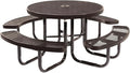 COATEDOUTDOORFURNITURE Heavy-Duty Portable Outdoor Picnic Table with Umbrella Hole, Expanded Metal Commercial-Grade Patio Dining Furniture Made in America (46" Round Top, Brown)