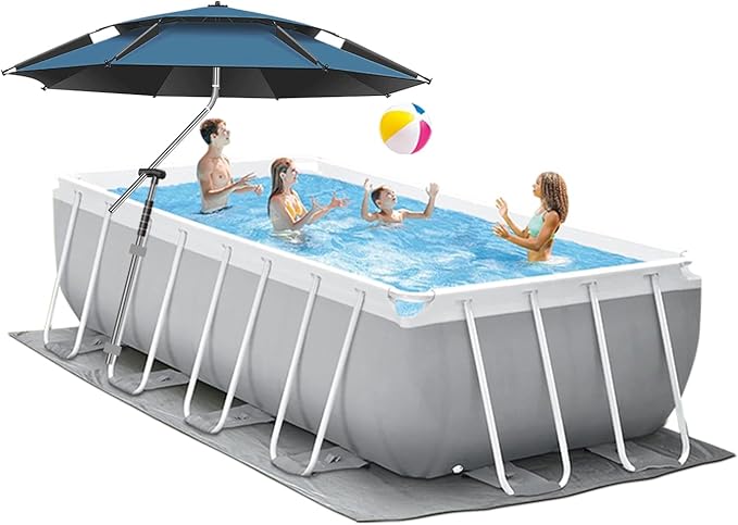 Above Ground Pool Umbrellas, Outdoor Pool Sunshade for Oval or Rectangular Swimming Pools, Multi-functional Patio Umbrella for Garden, Must have Pool Accessories