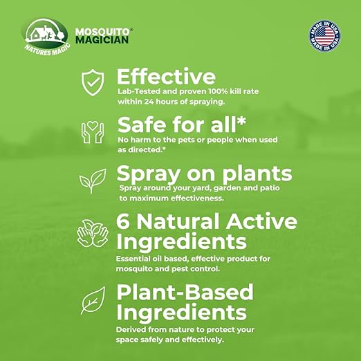 Mosquito Magician Handheld Battery Operated Mosquito Sprayer - User-Friendly - Ideal for Yards, Lawns, Patios - with 2 Gallon Ready to Use Liquid Spray Solution - Kills Mosquitoes, Fleas, Fire Ants