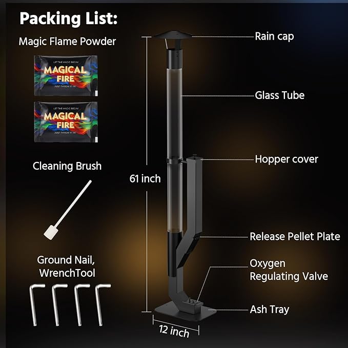yoyomax Wood Pellet Patio Heater,Outdoor Pellet Heater,Portable Wood Pellet Fire Pit with Ash Tray Patio Rocket Stove for Backyard Camping Garden Balcony