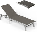 Ciokea Aluminum Chaise Lounge Ourdoor - Foldable & Assemble Free Outdoor Lounge Chair with 5 Adjustable Backrest, Patio Lounge Chair for Outside Poolside Beach Pool, Grey