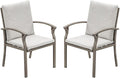 SEEHILL Outdoor Dining Chairs Set of 2, High Backrest Patio Chairs Set with Thick Cushion, All Weather Aluminum Patio Dining Chairs, Patio Furniture Set for Garden, Backyard, Deck, Pool, Limed Oak