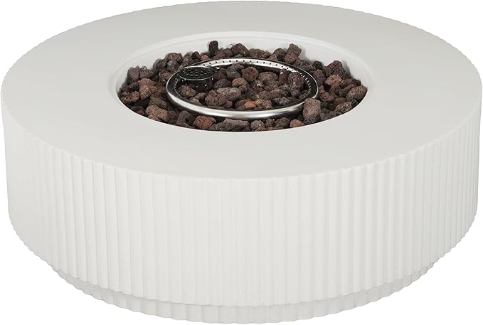 Merax 40,000 BTU Propane Fire Pit Table with Lid, MGO Concrete Outdoor Patio Heater, 2-in-1 Coffee Table with Adjustable Flame, White(Tank Cover Not Provided)