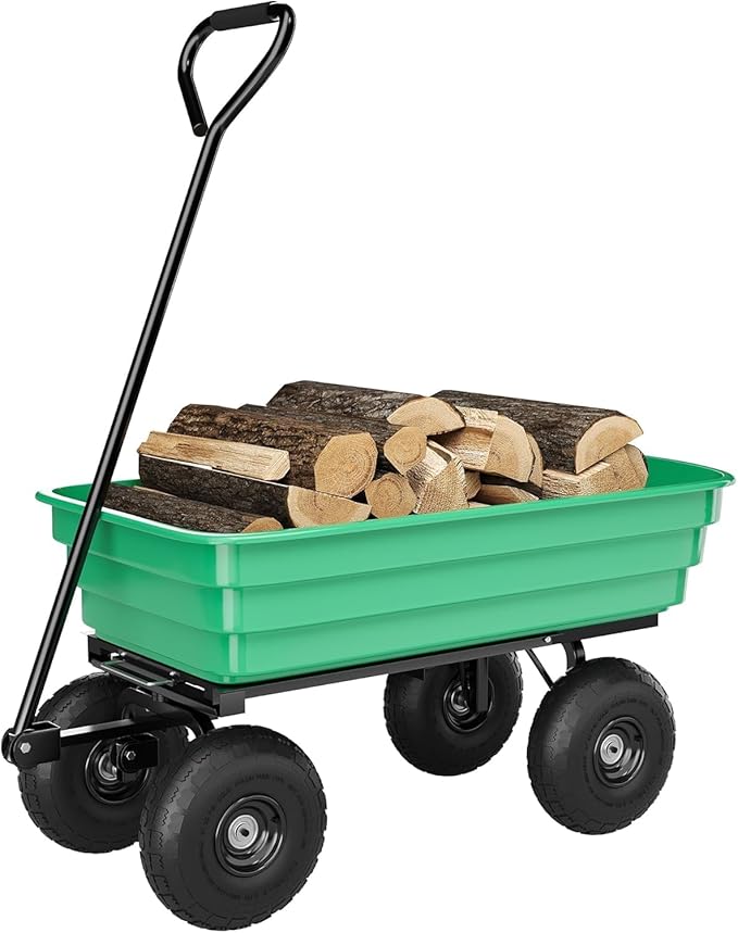 Heavy Duty Garden Dump Cart, 1200LB Yard Utility Cart with All-Terrain Wheels & Quick-Release, Gardening Cart