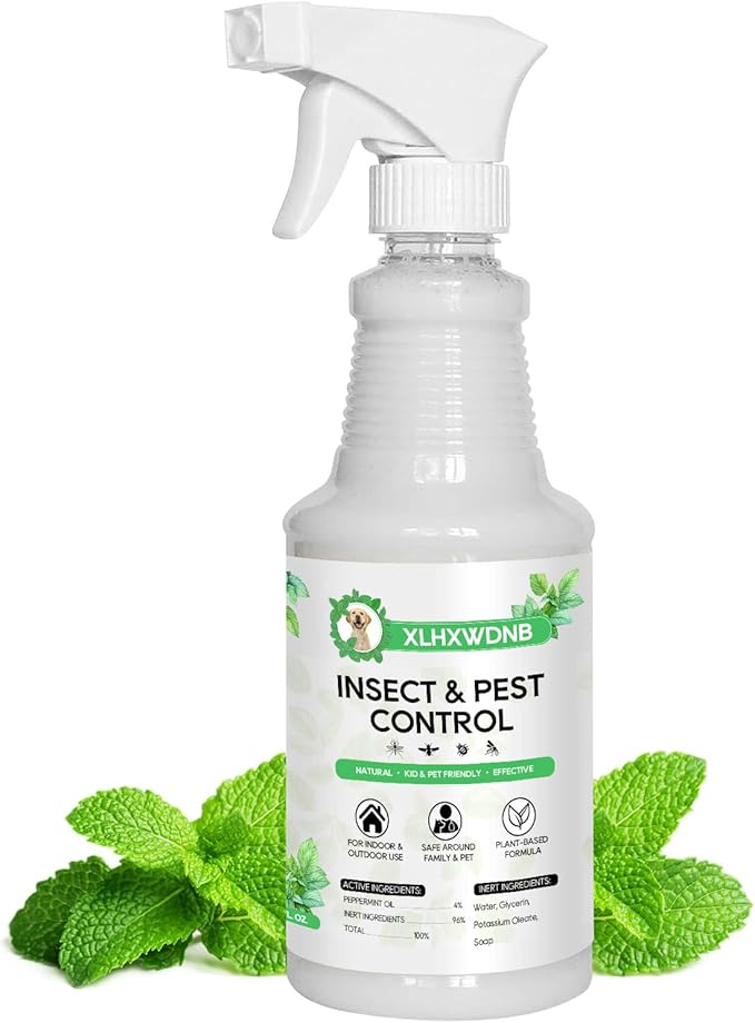 16/32oz Peppermint Spray to Repel Bugs & Insects - Natural Plant-Based Ant, Roach, Spider, Fly Repellent - Indoor/Outdoor Safe, Pet & Family Friendly Pest Control (16 Fl Oz)