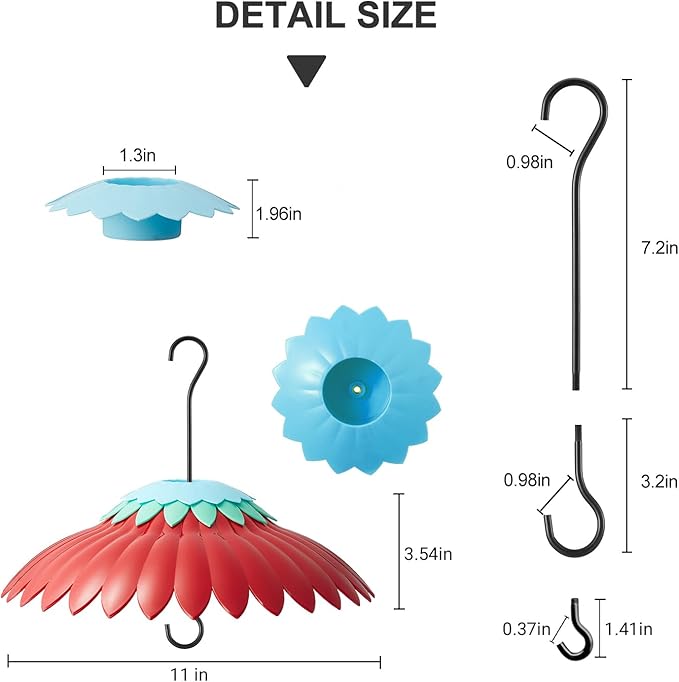 Beserie Bird Feeder Weather Guard Dome Cover Red Rain Shade for Hummingbird Feeders Built-in Moat Proof, Easy to Install 11inch