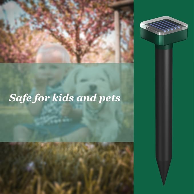 Snake Repellent for Yard 4PCS,Deer Repellent Devices for Plants/Garden,Solar-Powered Deer & Rabbit Repellent Outdoor,Deer Deterrent Devices Outdoor,Sonic,Electronic and Waterproof