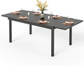 PHI VILLA Expandable Outdoor Dining Table for 6-8, Rectangle Metal Wrought Iron Extendable Table, Large Dining Furniture for Patio, Yard, Porch, Deck