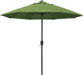 California Umbrella 9' Rd Aluminum Patio Umbrella, Crank Lift, Auto Tilt, Black Finish, Sunbrella Cilantro
