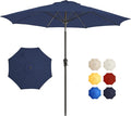 9FT Large Outdoor Patio Umbrella Market Table Umbrella-UV Resistant, Easy Push Button Tilt and Crank, 8 Sturdy Ribs Heavy-Duty Pool Umbrella for Deck, Backyard,Garden,Navy