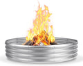 48 Inch Fire Pit Ring for Outside, 4FT Diameter Wood Burning Fire Ring, Large Round Galvanized Steel Fire Pit, Metal Outdoor Fireplace for Backyard, Patio, Camping, Bonfire (Silver)