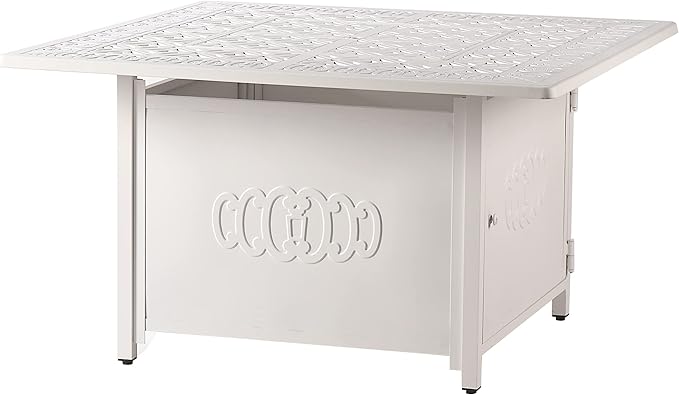Square 42 in. x 42 in. Aluminum Propane Fire Pit Table with Glass Beads, Two Covers, Lid, 57,000 BTUs in Grey Finish