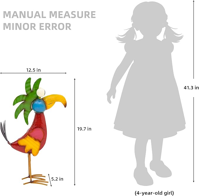 Ultym 19.8" Metal Monster Bird Yard Decor - Handmade Lovely Bird Sculptures with Stable Ground Stakes, Backyard Decoration, Metal Garden Art