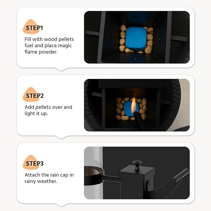 yoyomax Wood Pellet Patio Heater,Outdoor Pellet Heater,Portable Wood Pellet Fire Pit with Ash Tray Patio Rocket Stove for Backyard Camping Garden Balcony