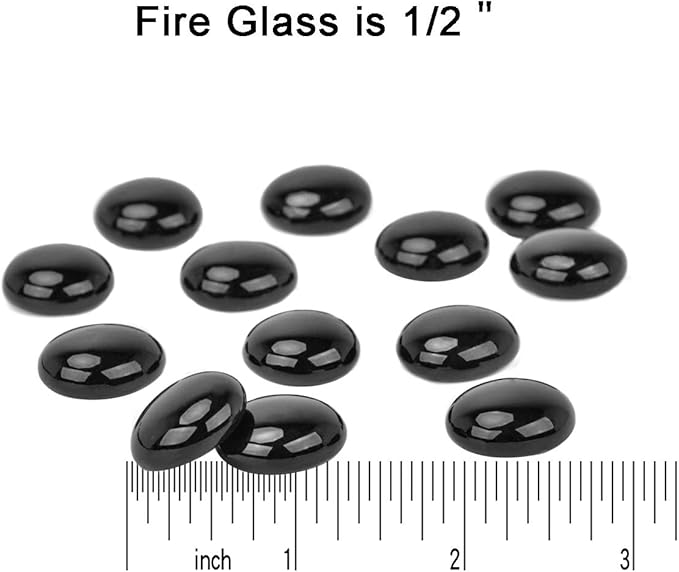Mr. Fireglass 10 Pound Fire Glass Beads, 1/2" Reflective Round Fire Glass Drops for Fireplace Fire Pit & Lanscaping, High Luster Onyx Black