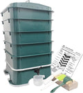 5-Tray Worm Compost Bin, Worm Composter for Outdoor & Indoor, 5-Tray ecocultivatify Wormie's Home Plus, Worm Bin Set for Recycling Household Waste (Dark Green)