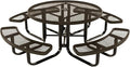 COATEDOUTDOORFURNITURE Heavy-Duty Portable Outdoor Kids Table with Umbrella Hole, Expanded Metal Kids Picnic Table, Commercial-Grade, Made in America (46 in, Round, Childrens, Textured Brown)