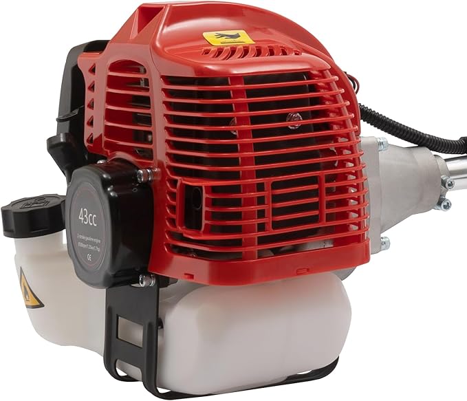2 Cycle Weed Wacker Gas Powered Grass Trimmer, 2 in 1 43CC Straight Shaft String Trimmer Weed Eater, Air-Cooled Gasoline Brush Cutter Lawn Edger with 2 Blade Heads for Weeds & Grass Cutting