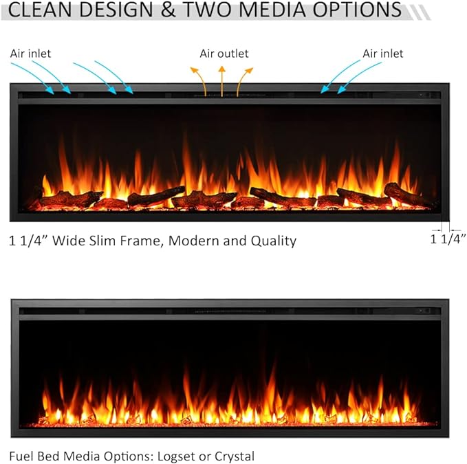 LegendFlame Austin in Wall Recessed & Wall Mounted Electric Fireplace (60")