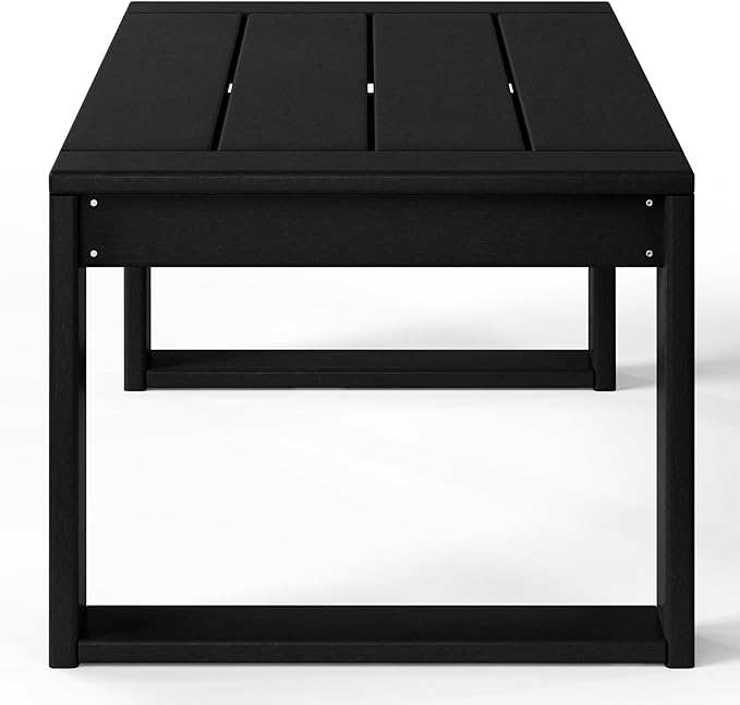 WestinTrends Montara Modern Outdoor HDPE Rectangle Patio Coffee Table, Black
