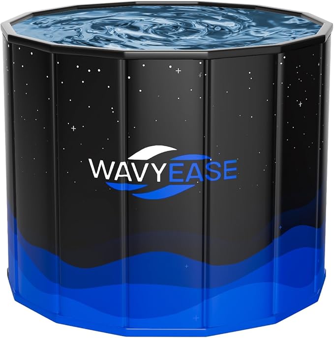 WAVYEASE® Portable Bath Tub for Adults -(31.5"L x 26"H) Foldable Cold Plunge Tub for Recovery - Collapsible Soaking Bath Tub for Shower Stall - Outdoor Ice Bathtub for Athletes (Black)
