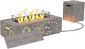 Dineli 2-Piece Outdoor Propane Fire Pit Table Set w Tank Table 42'' Rectangular Gas Fire Pits for Outside Patio Fire Table w LED, 50,000 BTU (Gray, Sunflower Pattern with Warmlight)
