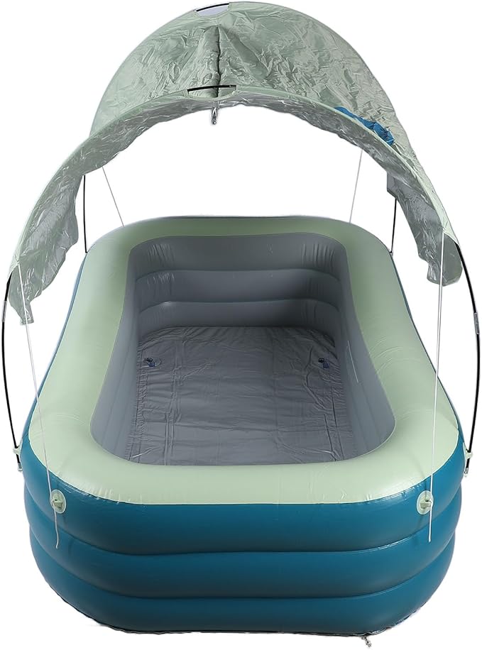 SUNGOOYUE Inflatable Pool Thickened Large Blow Up Swimming Pool with Canopy Slide for Kids Backyard, Child Friendly and Multifunctional Use (Green)