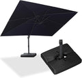 PURPLE LEAF 10' × 13' Patio Cantilever Umbrella with Base Outdoor Rectangle Adjustable Offset Umbrellas with 360-degree Rotation and 8 Heavy Duty Metal Ribs for Garden Deck Pool Navy Blue