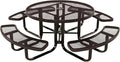 COATEDOUTDOORFURNITURE Heavy-Duty Portable Outdoor Kids Table with Umbrella Hole, Expanded Metal Kids Picnic Table, Commercial-Grade, Made in America (46 in, Round, Childrens, Brown)