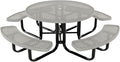 COATEDOUTDOORFURNITURE Heavy-Duty Portable Outdoor Kids Table with Umbrella Hole, Punched Steel Kids Picnic Table, Commercial-Grade, Made in America (46 in, Round, Childrens, Textured Grey)
