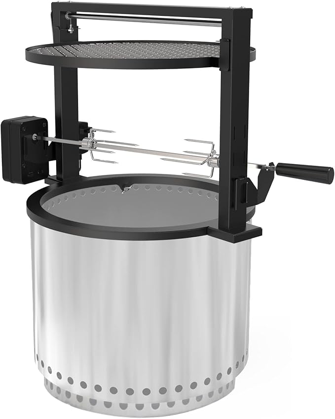 only fire Santa-Maria Style Rotisserie Rotating System for Solo Stove Bonfire 19.5" Smokeless Fire Pit - Global Patent