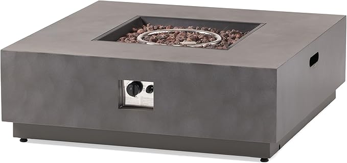 Propane Fire Pit Table, 39 Inch Firepits for Outside, Square Gas Fire Pit for Outside Patio, Propane Fire Table, 50000BTU, Stone Gray