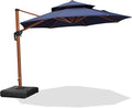 PURPLE LEAF 10ft Patio Umbrella Outdoor Round Umbrellas Large Cantilever Umbrella Windproof Offset Umbrellas Heavy Duty Sun Umbrella for Garden Deck Pool Patio, Navy Blue