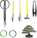 Bonsai Tools Set 7Pcs, MOSFiATA Bonsai Tree Tools Kit Succulent Trimming Tools Include Scissors, Cutters, Rake, Round and Pointed Shovel &Training Wire for Bonsai Beginner Gardening Gifts