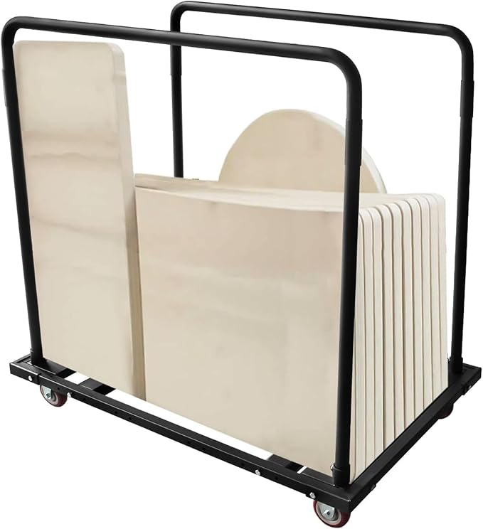 Folding Table Cart Rack for 60" Round Tables, Heavy Duty Table Desk Trolley with Steel Frame & Rolling Casters, Party Event Hotel Furniture 10 Table Capacity,45.3 X 45.3 X 29.1