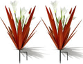 Homight Metal Agave Plant Outdoor Decoration Lily Mexican Yard Art Garden Gift Home Decor Hand Painted Metal Agave Garden Yard Statue, Outdoor Lawn Ornaments (2 Big White Lilies)