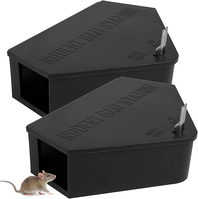 Anblak 2 Pack Rat Station Box with Keys, Rodent Station Keeps Rats Away, Keeps Children and Pets Safe, Key Unlocking, Reusable & Long-Lasting, Indoor & Outdoor