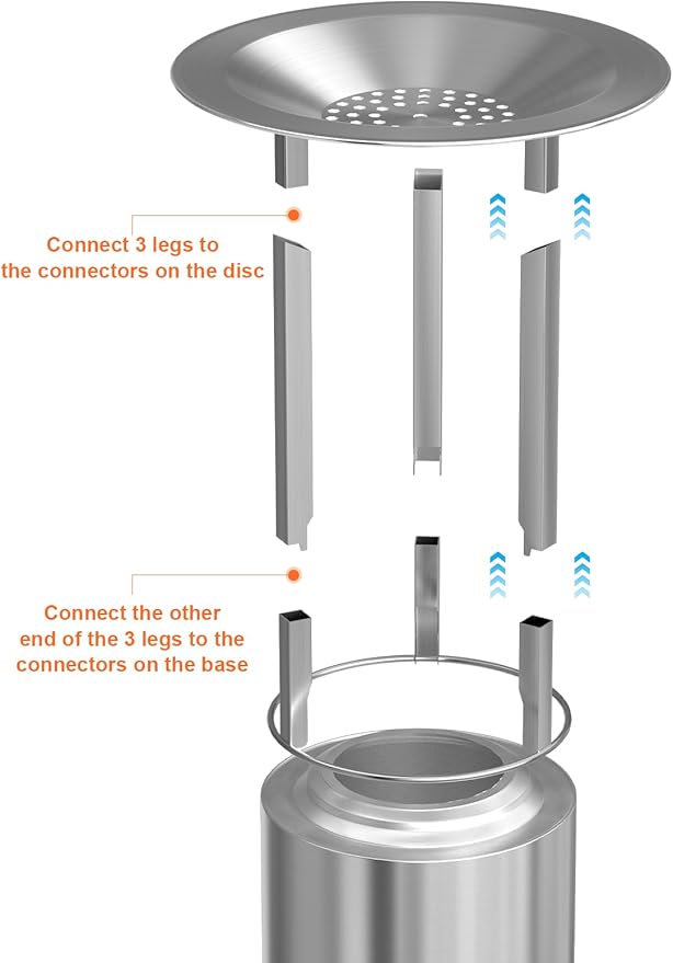 Heat Deflector for Solo Stove Mesa, Portable Fire Pit Heat Deflector with 3 Detachable Legs, Accessory for Mesa Fire Pit, Captures and Redirects Warmth, 304 Stainless Steel