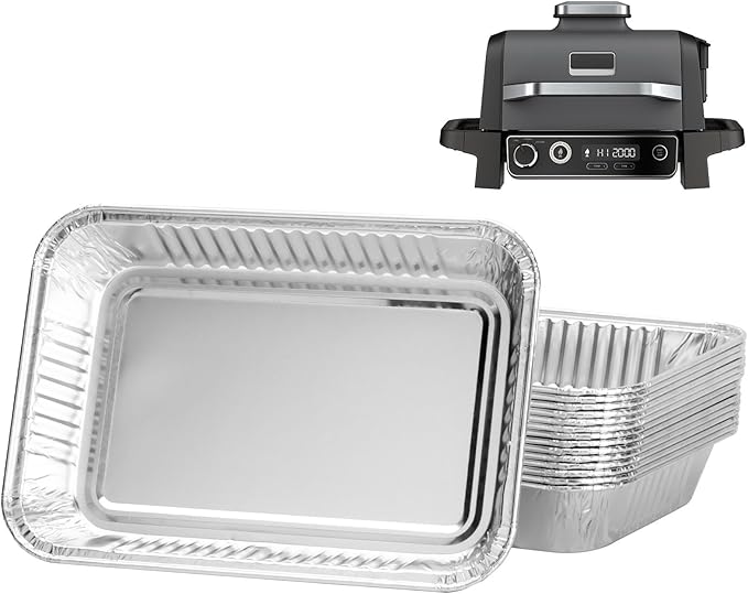 WEBROIL 15-Packs Grease Tray Liners for Ninja OG800 & OG900 Series Woodfire Outdoor Grill XL Pro Accessories Disposable Aluminum Smoker Drip Pan Liners for Ninja OG901 OG850 OG951 OG952 Drip Pan Liner