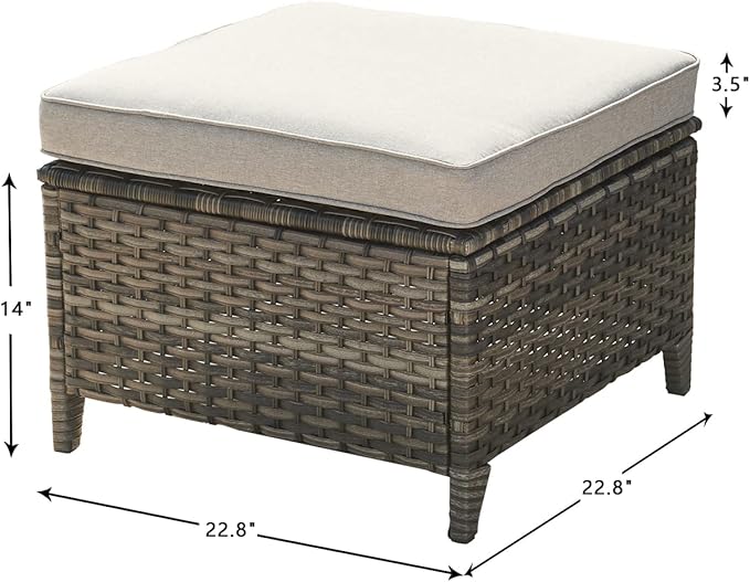 HUMMUH 3 Piece Patio Furniture Set All Weather Wicker Outdoor Sectional Sofa Manual Weaving Rattan High Curved Back Patio Couch with Ottomans
