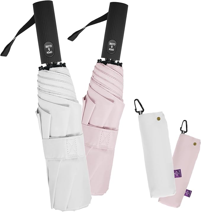 UV Travel Umbrella for Sun Protection & Rain, Compact Windproof Folding, Refined craftsmanship, Auto Open/Close, 43" Canopy with color coating, UPF 100+ UV Blocking, TSA Approved
