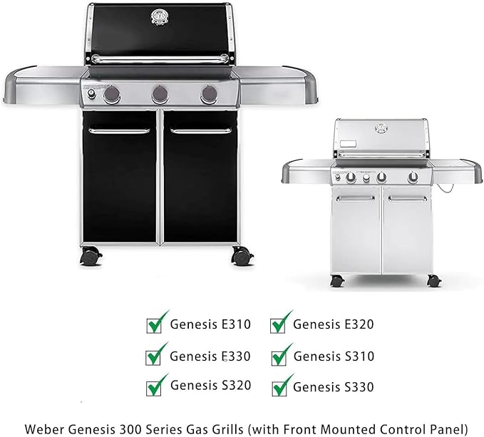 Grill Replacement Parts for Weber Genesis 300 Series Gas Grill, Porcelain Steel 17.5" Flavorizer Bars Heat Deflector for Weber E310 E320 E330 EP310 EP320 EP/CEP330 S310 S320 S330 Front Control Knob