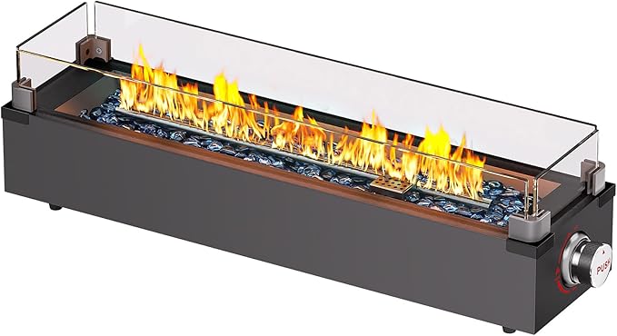 Ciays 28 Inch Tabletop Propane Fire Pit, 50000 BTU Table top Firepit with Glass Wind Guard & Glass Beads, Nylon Cover, Portable Outdoor Portable Fireplace for Patio and Camping