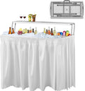 IWDOO 2 Tiers 4 Foot Ice Cooler Table, Folding Tailgate Camp Fishing Cleaning with Matching Skirt & Drain Hose, Plastic Ice Table for Party, BBQ, Camping, Picnic, Barbecues to Keep Drinks Cool, White